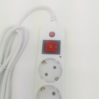 Enchufe de extensión con interruptor Regleta de alimentación Certificado CE 5 vías Europeo 16A 250V Blanco