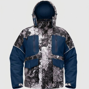 Veste de pêche unisexe imperméable en polyester imprimé camouflage avec capuche et fermeture éclair UPF 50+ respirante coupe-vent - Product Image 6