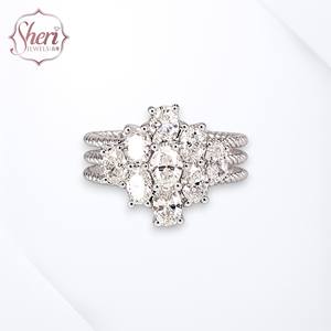 [Sheri Jewels] Anillo de Diamantes Naturales de Oro Blanco Sólido de 18K de Lujo, Aspecto Ovalado Brillante - Product Image 1