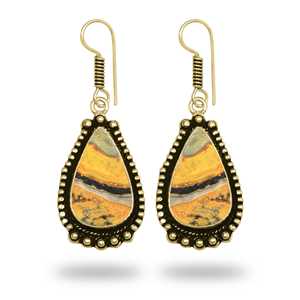 Bumble <b>Bee</b> Jasper Gemstone Dangle Earrings Best Design for Women Part of Fine Jewelry Collection Ethnic Earrings for Weddings - Product Image 3