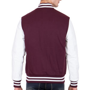 Chaqueta Bomber Varsity para Hombre, Estilo Letterman, Color Granate, Mangas Blancas, Estilo Casual de Béisbol Escolar, Moda Universitaria, Abrigo de Invierno - Product Image 6