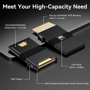 Furid Smart Card <b>Wallet</b> for Men Slim <b>RFID</b> <b>Blocking</b> Metal <b>Wallet</b> with 11 Card Holder Pop Front Pocket Design - Product Image 2