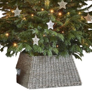 Handmade Woven Seagrass Square <b>Christmas</b> <b>Tree</b> Collar Rustic <b>Tree</b> <b>Base</b> Cover Holiday Decoration - Product Image 2