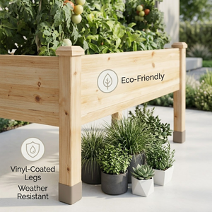 Jardinière surélevée classique en bois de sapin |   Grand bac à plantes carré surélevé |   Jardinière Écologique pour Légumes Domestiques |   Finition sablée | - Product Image 5