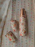 Bouteille artisanale 100% en cuivre pur, entièrement gravée avec couvercle, pour boire directement, vaisselle pour adultes, pour le camping