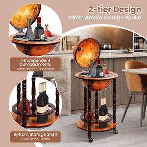 16th Century Wood Globe Inspired Wine <b>Rack</b> Elegant Wine <b>Bar</b> Stand - Product Image 4