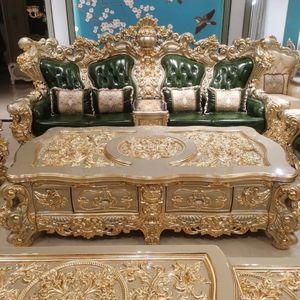 Sofá Seccional de Madera Tallada Verde Langham de Lujo en Oferta, Muebles de Diseño Europeo Elegantes para Sala de Estar y Hotel - Product Image 2