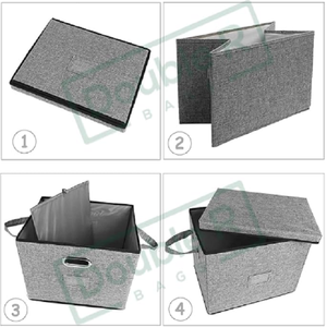 Storage <b>Bin</b> Box with Lid Handle and <b>Label</b> Card Slot Closet Organizer for Clothes Toys Books and Office - Product Image 5