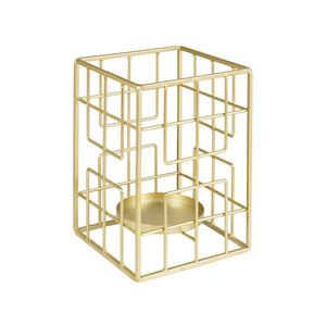 Portavelas Moderno de Alambre Metálico Dorado con Diseño Geométrico, Linterna de Escritorio, Centro de Mesa para Bodas, Fiestas, Hogar, Sala de Estar - Product Image 1
