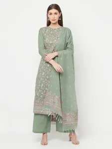 Ensemble Salwar Kameez en coton vert pour femmes avec imprimé floral et dupatta, tenue traditionnelle indienne et pakistanaise pour les occasions décontractées - Product Image 6