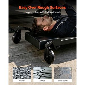 Chariot d'atelier à profil bas de 40 pouces avec 4 grandes roues, capacité de 400 lb, chariot roulant de garage avec appui-tête surélevé - Product Image 3