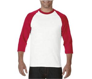 T-shirt de baseball en coton de haute qualité pour homme, col rond, manches raglan 3/4, logo imprimé en flock sur le devant, 200g, personnalisable, chemise de sport - Product Image 2