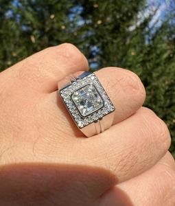 Hip Hop <b>Ring</b> <b>Men</b> Iced Out Asscher Cut Moissanite Diamond Pinky <b>Ring</b> Sterling Silver Bling Statement Jewelry Luxury Fashion Style - Product Image 2