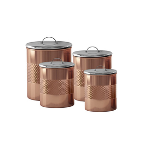 Luxury <b>Antique</b> Copper Canister <b>Set</b> Embossed Metal Kitchen Storage Jars with Airtight Lids for Flour Sugar Coffee & <b>Tea</b> Canister - Product Image 3