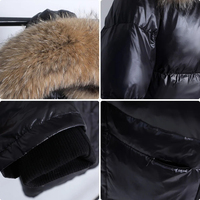 Manteau long décontracté pour femme avec capuche à bordure en fourrure, 80 % duvet de canard, chapeau amovible, extérieur en polyester doux, vêtement d'hiver