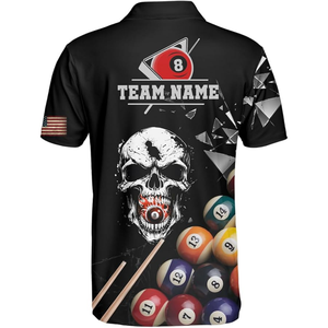 Polo pour homme 100% polyester uni, avec impression numérique par sublimation, pour joueur de billard, personnalisable OEM, pour équipe de billard amusante - Product Image 4