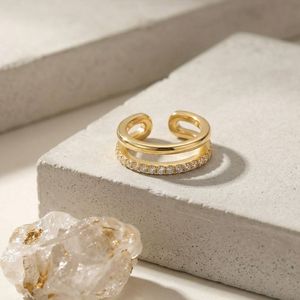 Fashion Unisex Jewelry Custom Fine Gold Plated Stainless Steel Classic Zircon Stud Non Pierced Ear <b>Cuff</b> <b>Earrings</b> - Product Image 1