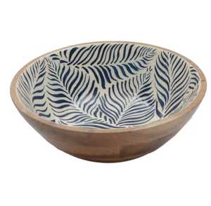 Bol à salade en bois artisanal à motif ondulé bleu, imprimé émail, pour fruits, vaisselle décorative pour hôtel et mariage - Product Image 4