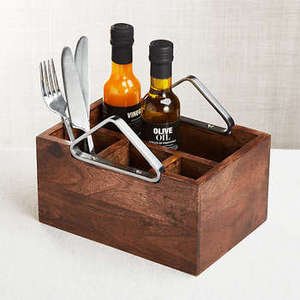 Organizador de Cubiertos de Madera con Asa Metálica para Cajón de Cocina y Encimera, Uso Doméstico, Gran Venta - Product Image 4