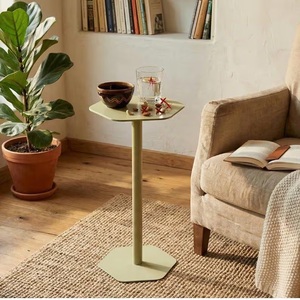 Sleek Cast Aluminum Bar <b>Table</b> Hexagon Top Slim Pedestal Stable Base <b>Matte</b> Finish Compact Design Contemporary Accent Piece - Product Image 5