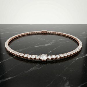 Collar de tenis de diamantes cultivados en laboratorio chapado en oro rosa, elegante, de plata 925, con brillo atemporal, lujoso, para fiesta de compromiso o aniversario - Product Image 2