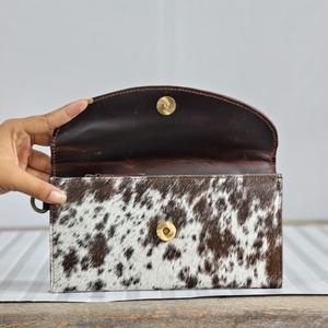 Portefeuille en cuir véritable fait main avec broderie à motif floral, style bohème, fermeture à pression, pour femme, usage quotidien - Product Image 3