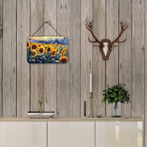 Nouveau multicolore tournesols aquarelle tenture murale imprime aluminium métal signe pour cuisine Bar salle de bain décor à la maison 8HX12W - Product Image 4