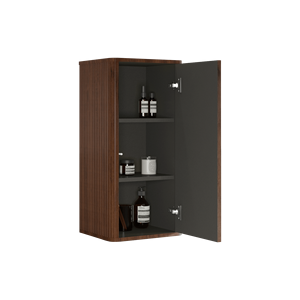 CC0414S305 Mobiletto Laterale Galleggiante a Strisce Noce per Bagno, Montaggio a Parete, Salvaspazio, Scaffali Bagno Preassemblati - Product Image 2