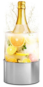 Cubeta de Hielo de Acero Inoxidable con Anillo para Frutas, Enfriador de Bebidas Redondo Aislado para Fiestas - Product Image 3