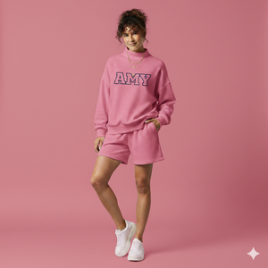 Women High Neck Soft Knit Top Loose Fit Above Knee Shorts Solid Winter Fashion <b>Set</b> Streetwear Polyester/Cotton Fleece Breathable - Product Image 2