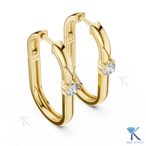 Lab Grown CVD Diamond Solitaire Round Brilliant Cut <b>Hoop</b> <b>Earrings</b> Luxury Minimalist 14K <b>Solid</b> Gold Women's Wedding Party Jewelry - Product Image 4