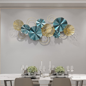 Décoration Murale Métallique 3D Luxe Feuille de Lotus, Sculpture Botanique Rétro Bleu Doré pour Salon, Chambre, Couloir – Élégante Décoration Intérieure - Product Image 6