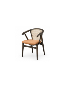 Silla de Comedor de Madera Sólida de Alta Calidad con Respaldo Cruzado y Asiento de Cuero Color Bronceado - Product Image 2