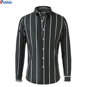 Chemises habillées respirantes de haute qualité pour hommes - Manches longues, style bureau uni, col rabattable, motifs imprimés disponibles - Product Image 2