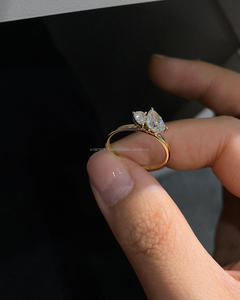 IGI/GIA Lab Grown Vintage 14K oro blanco Unisex boda/anillo de compromiso corte pera diamante perfecto regalo de fiesta de aniversario - Product Image 2