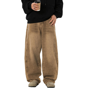 Jeans de Hombre Estilo Urbano, Corte Recto, Ajuste Holgado, Denim Lavado Vintage, Pantalones de Invierno, Tejido Sólido Lavable, a la Moda - Product Image 1