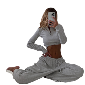 Ensemble deux pièces pour femmes, tenue décontractée, ensemble haut et bas assorti, doux et confortable, pour femmes - Product Image 6