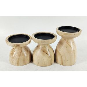 Natural Wood & Metal <b>Candle</b> Stand Home Decor <b>Holders</b> <b>Lanterns</b> Jars RR Enterprises Model RR202513202 - Product Image 4