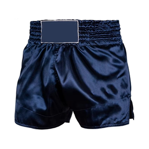 Pantalones Cortos de Muay Thai Azul Marino Satinados, Pantalones Profesionales de Kickboxing con Cintura Ancha, Equipamiento Deportivo, Pantalones Cortos Personalizados - Product Image 1