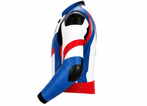 Chaqueta de Motociclismo Deportiva de Cuero con Bloques de Color, Ropa Deportiva con Cierre para Motociclistas, Prenda Exterior para Hombre - Product Image 3