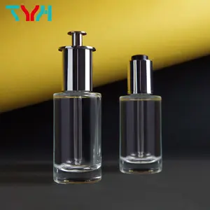 10毫升15毫升20毫升30毫升50毫升透明透明圆形玻璃瓶，带滴管盖 (VGR-07系列)