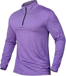 Chemises de sport à manches longues pour hommes, sweat-shirt à demi-zip, hauts de fitness pour le jogging, respirants, compressifs, pour la course à pied - Product Image 1