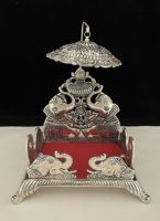 Artisanat Aluminium Chanter Hasan Aasan Minakari Seigneur Chanter Hasan Diwali Décorations Jhula Singhasan Traditionnel Indien Han