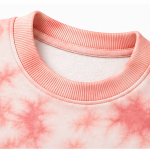 Sweat-shirt en coton bouclé à col rond avec bord côtelé, motif tie-dye marbré, fabrication OEM, vêtements confortables et décontractés - Product Image 5