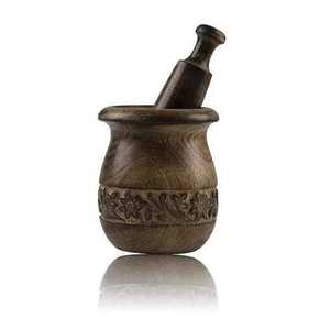 Ensemble mortier et pilon en bois finition bronze antique, étanche, durable, compatible lave-vaisselle et four, qualité alimentaire, réglable pour épices et herbes - Product Image 4