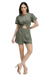 Jumpsuit <b>for</b> <b>Women</b>, Sleeveless One Piece <b>Outfit</b> with Stylish Cut-Out Neck Detail, Casual Wear Romper, Modern Fashion Fit - Product Image 1