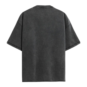 เสื้อยืดผู้ชายสีดำขนาดใหญ่พิเศษ 330 กรัม ผ้าฝ้าย คอกลม แขนสั้น ทรงหลวม สไตล์ลำลอง สตรีทแวร์ แฟชั่น เสื้อยืดผู้ชายลายฟอกสี - Product Image 3