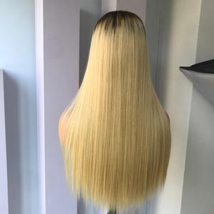 Perruque de cheveux humains blonds avec dentelle suisse dentelle transparente os droite prix de gros perruque avant de lacet - Product Image 3