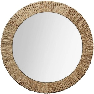 Round Rattan Wall <b>Mirror</b> Natural Handwoven Frame For Living Room Bedroom Decor Stylish Boho And Home Accent Piece From India - Product Image 1