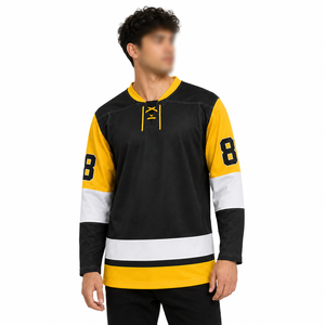 Maillots de hockey de l'équipe des États-Unis, vêtements de sport personnalisés, vêtements de hockey sur glace imprimés, 100% polyester, séchage rapide, respirant, écologique, devant - Product Image 1